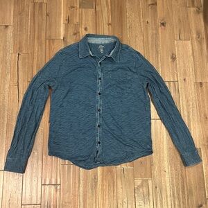 J. Crew Indigo Knit Goods Cotton Yarns Denim Jean Harbor Button Up Shirt Medium